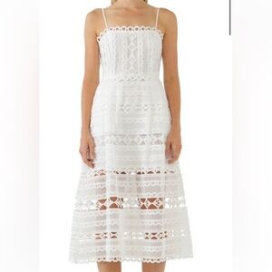 Endless Rose Combination Lace Spaghetti Strap Midi Dress white Lace Size Small